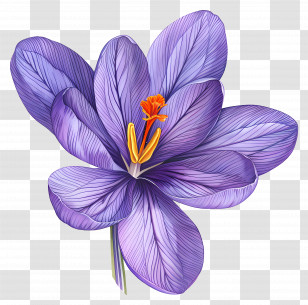 Saffron Crocus - Beautiful Purple Crocus Flower Illustration Transparent PNG