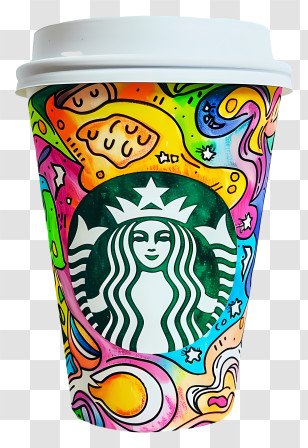 Starbucks Coffee Cup - Colorful Coffee Cup With Abstract Design Transparent PNG