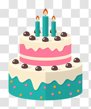 Birthday Cake - Birthday Cake With Candles And Decorations Transparent PNG