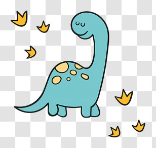 Cartoon Dinosaur - Cute Blue Dinosaur With Footprints Transparent PNG