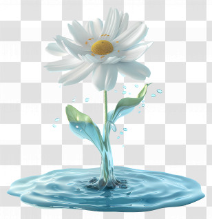 Water - Creative Water Daisy Illustration Transparent PNG