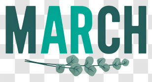 March - Green March Typographic Design Transparent PNG