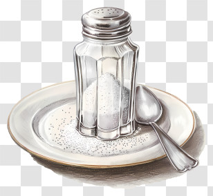 Salt Shaker - Salt Shaker With Plate And Spoon Transparent PNG