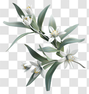 Edelweiss - Branch With Blooming White Flowers Transparent PNG