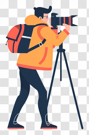 Photographer - Cartoon Photographer Taking A Shot With A Tripod Transparent PNG