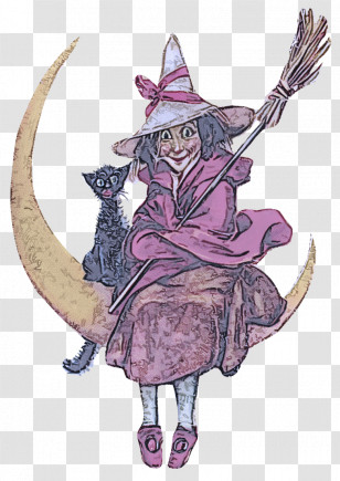 Cartoon Costume Design Witch Hat Cat Transparent PNG