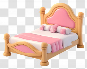 Cartoon Bed - Cozy Pink Bed Transparent PNG