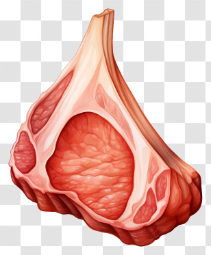 Pituitary Gland - Raw Meat Slice With Bone Cut Transparent PNG