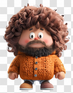 Fluffy Haired Man - Curly-Haired Cartoon Figure Transparent PNG