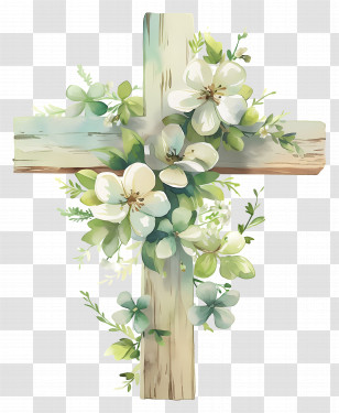 Christian Cross - Floral Cross With White Flowers Transparent PNG