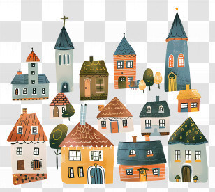 Doodle Houses - Small Cute Doodle Houses Transparent PNG
