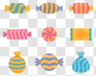 Candy Icons - Colorful Candies In Various Shapes Transparent PNG