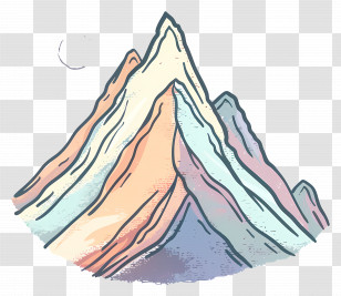 Majestic Mountain Peak - Colorful Pastel Illustration Of A Majestic Mountain Range Transparent PNG