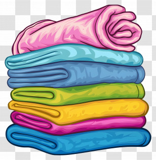Stack Of Towels - Stack Of Colorful Towels Transparent PNG