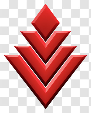 Flat Red Arrow - Glossy Red Downward Arrow With Layers Transparent PNG