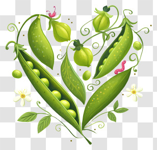 Green Pea Pods - Cute Green Pea Pods Illustration Transparent PNG