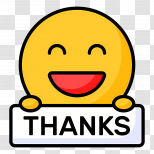 Thanks - Happy Yellow Emoji With Thanks Sign Transparent PNG