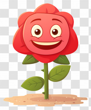 Rose Flower Cartoon - Cartoon Flower With Smiling Face Transparent PNG