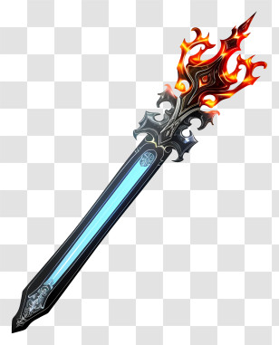 Realistic Diamond Sword - Fantasy Flaming Sword Transparent PNG