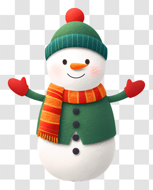 Snowman Wearing Christmas Clothes - Snowman With Scarf In Winter Transparent PNG