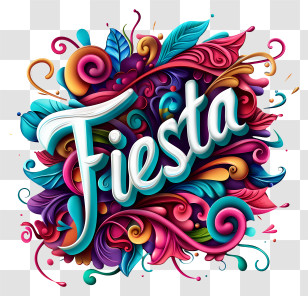 Fiesta - Vibrant Fiesta Decorative Typography Art Transparent PNG