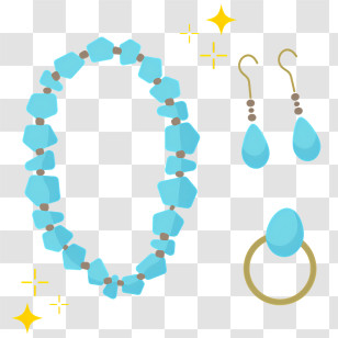 Fashion - Blue Jewelry Set With Necklace, Earrings, And Ring Transparent PNG