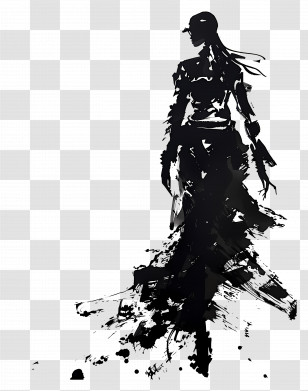 Fashion Model Silhouette - Black Silhouette Fashion Art Transparent PNG