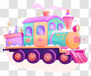 Christmas Train - Colorful Toy Train With Festive Vibes Transparent PNG