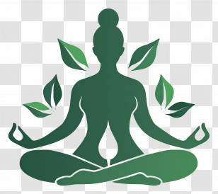 Yoga Symbol - Yoga Woman Silhouette With Leaves Transparent PNG
