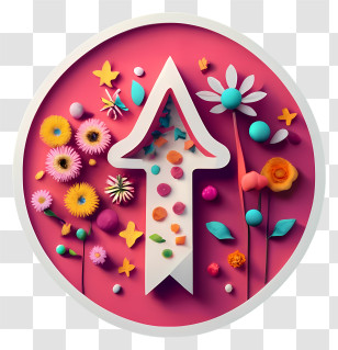 Paper Cutout - Arrow With Floral Design Transparent PNG