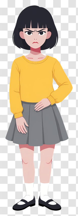 Angry Woman - Serious Girl In Yellow Sweater Transparent PNG