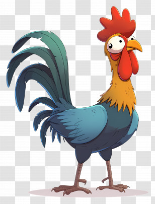 Cartoon Rooster - Funny Cartoon Rooster Illustration Transparent PNG