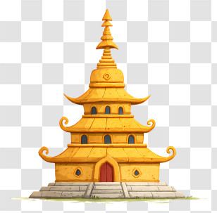 Golden Stupa - Yellow Pagoda Temple Transparent PNG