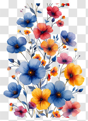 Tiny Flowers Background - Vibrant Floral Design With Varied Colors Transparent PNG