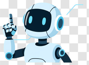 Ai Robot - Friendly White Robot Pointing Transparent PNG