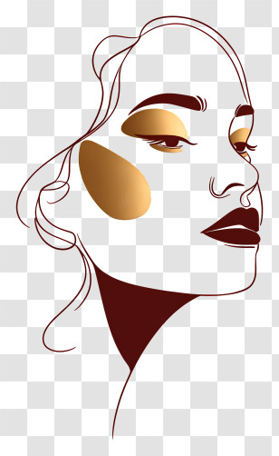Woman Face Line Art - Elegant Abstract Face Illustration Transparent PNG