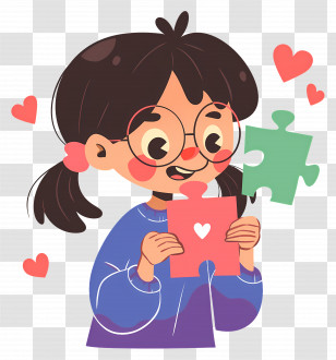 Girl Playing Puzzle - Girl Playing With Puzzle Pieces Transparent PNG