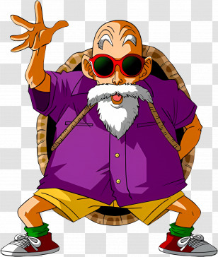 Master Roshi - Cartoon Old Man With Sunglasses Transparent PNG