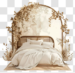 Bed Room - Cozy Bed With Decorative Arch Transparent PNG