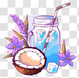 Coconut Water - Refreshing Coconut Drink With Ice Transparent PNG