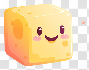 Cute Cube - Cute Yellow Cube With Smiling Face Transparent PNG