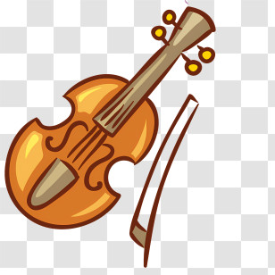 Music - Cartoon Violin And Bow Illustration Transparent PNG
