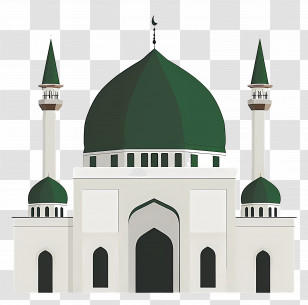 Madina - Beautiful Green Dome Mosque Illustration Transparent PNG