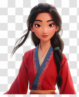 Mulan Princess - Female Character In Traditional Red Outfit Transparent PNG