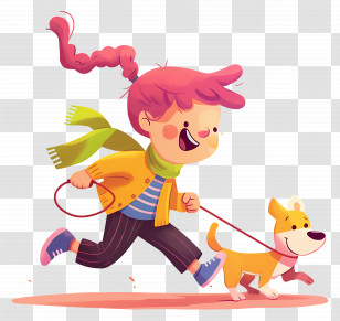 Little Girl Running Dog - Child Running With Dog Transparent PNG