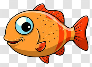 Cartoon Fish - Cartoon Orange Fish With Big Eye Transparent PNG