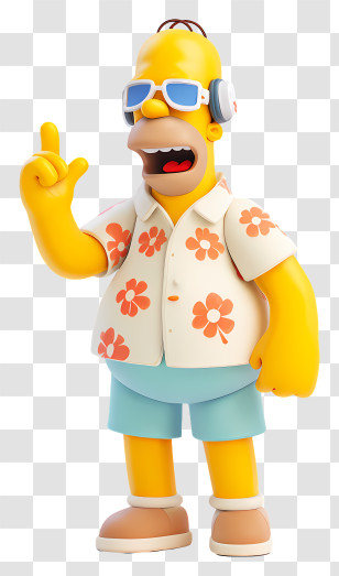 Homer Simpson - Cartoon Man In Summer Outfit Transparent PNG