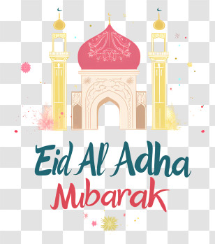 Eid Al Adha Mubarak - Eid Al Adha Mubarak With Mosque Transparent PNG