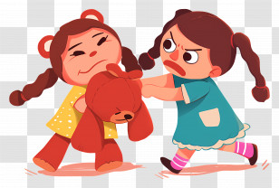 Two Girls Fighting - Girls Fighting Over Teddy Bear Transparent PNG