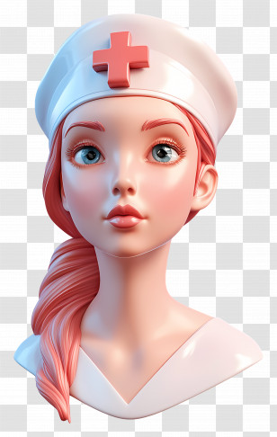 Kawaii Nurse - Pink Haired Nurse Character Illustration Transparent PNG